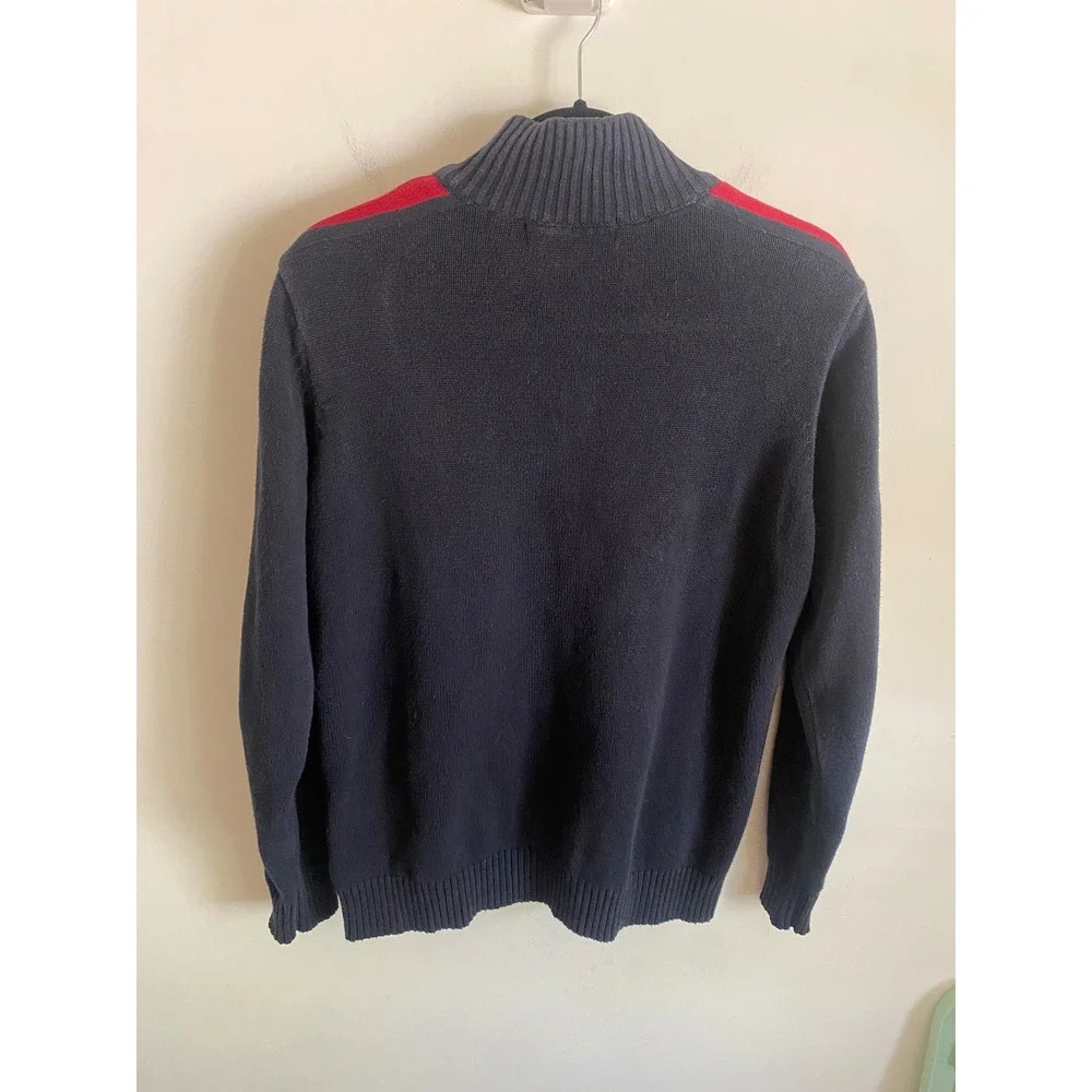 US Polo Assn Mens Navy Blue Full Zip‎ Mock Neck Cotton Cardigan Sweater Large